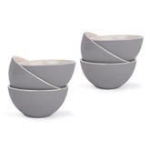 Ceramic Veg Bowls Set Of 6 For Dinner - 180ml Each, Grey Ivory Rim Series | Katori Set With Glossy Finish | Stoneware Ceramic Bowls Set - Dessert Bowl Set